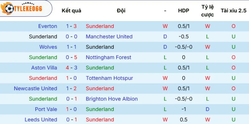 Thực lực của Sunderland
